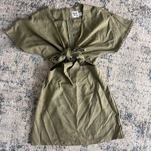 Princess Polly Kiss Land Olive Tie-Front Mini Dress
